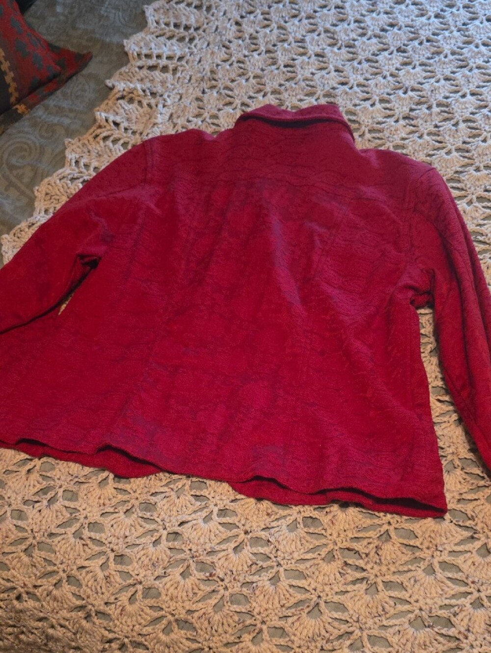 Christopher & Banks Textured Red Button-Front Jean Jacket - Picture 8 of 8
